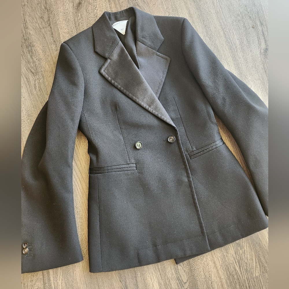 Bottega Veneta Black Compact Wool Double Breasted Blazer